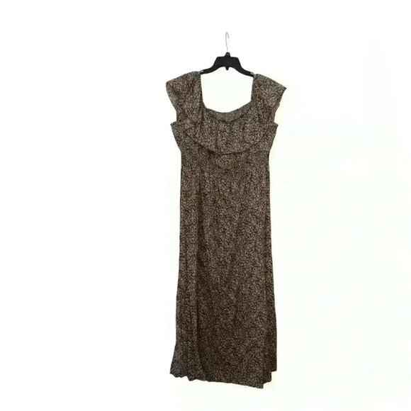 Old Navy XL Ruffle Sleeve Midi Dress in Brown Leaf Print - Picture 1 of 3